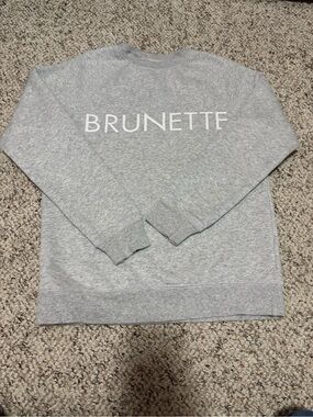 Brunette The Label Light Gray Crewneck Sweater with White Logo